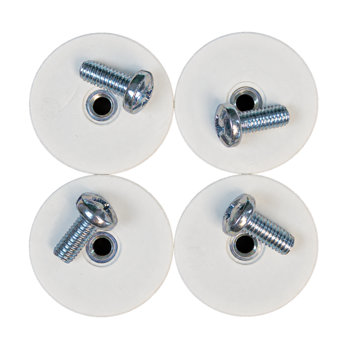 Four white mounting magnets with four screws for a SATEL Proof radio