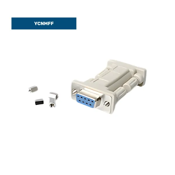 RS-232 serial null-modem adapter with fastening hardware