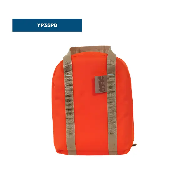 Orange padded radio transport bag with reflective stripes